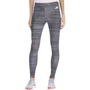 Nike Printed Size XL Black Gray Striped Lightweight Stretch Athletic Leggings